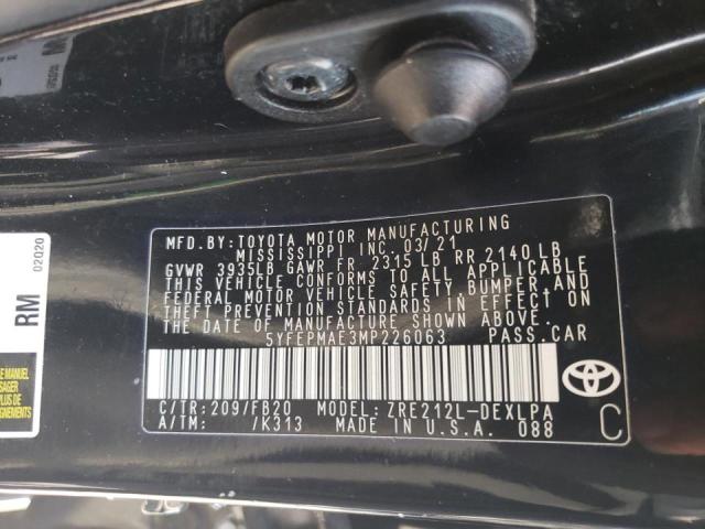 Photo 10 from auction – 2021 TOYOTA COROLLA LE with VIN 5YFEPMAE3MP226063