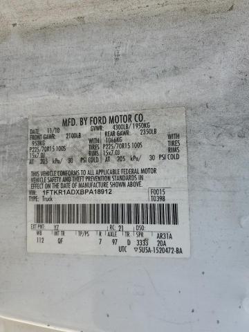Zdjęcie 10 z aukcji – 2011 FORD RANGER z VIN 1FTKR1ADXBPA18912