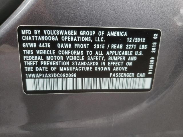 Photo 10 from auction – 2013 VOLKSWAGEN PASSAT S with VIN 1VWAP7A37DC082098