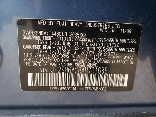 Photo 10 from auction – 2010 SUBARU FORESTER 2 with VIN JF2SH6AC8AH761635