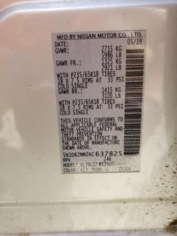 Photo 10 from auction – 2019 NISSAN PATHFINDER with VIN 5N1DR2MM2KC637825