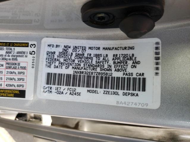 Photo 10 from auction – 2007 TOYOTA COROLLA CE with VIN 1NXBR32E87Z895812