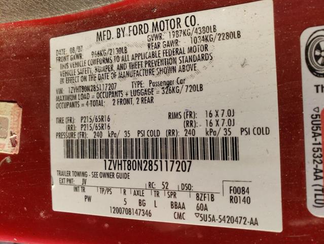 Photo 10 from auction – 2008 FORD MUSTANG with VIN 1ZVHT80N285117207