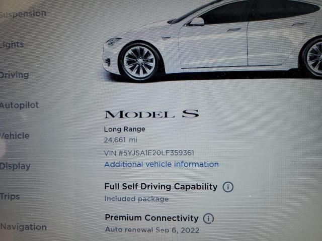 Photo 8 from auction – 2020 TESLA MODEL S with VIN 5YJSA1E20LF359361