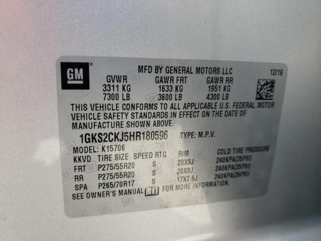 Photo 10 from auction – 2017 GMC YUKON DENA with VIN 1GKS2CKJ5HR180596