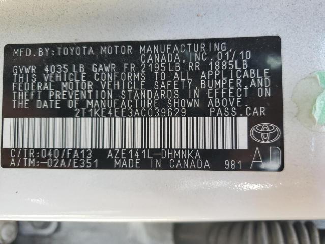 Photo 10 from auction – 2010 TOYOTA COROLLA MA with VIN 2T1KE4EE3AC039629