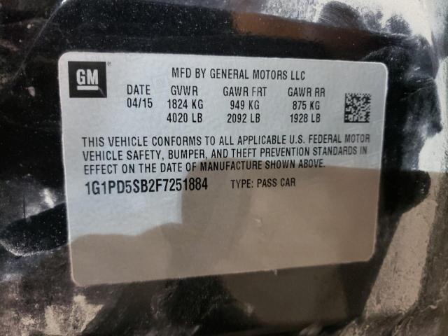Photo 10 from auction – 2015 CHEVROLET CRUZE LT with VIN 1G1PD5SB2F7251884