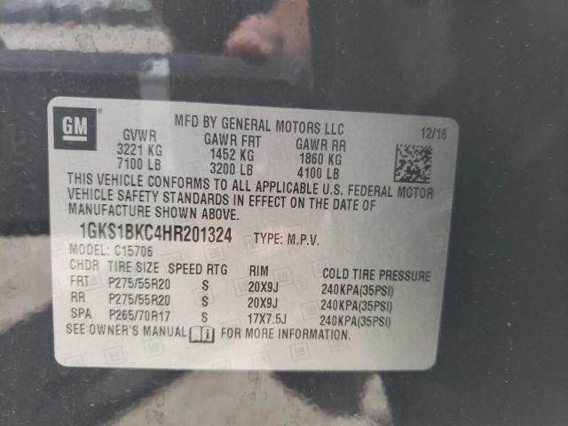 Photo 10 from auction – 2017 GMC YUKON SLT with VIN 1GKS1BKC4HR201324