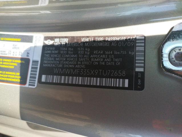 Photo 10 from auction – 2009 MINI COOPER with VIN WMWMF335X9TU72658