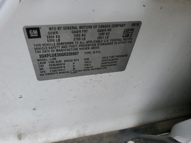 Photo 10 from auction – 2016 GMC TERRAIN SL with VIN 2GKFLUE36G6338987