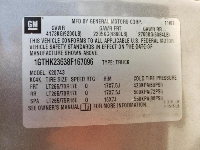 Photo 10 from auction – 2008 GMC SIERRA K25 with VIN 1GTHK23638F167096