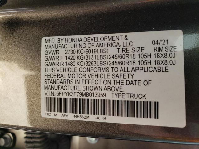 Photo 10 from auction – 2021 HONDA RIDGELINE with VIN 5FPYK3F79MB013959