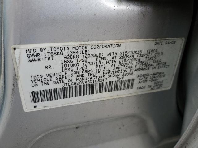 Photo 10 from auction – 2003 TOYOTA RAV4 with VIN JTEGH20VX30108317