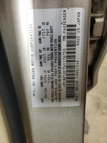 Photo 10 from auction – 2004 MAZDA 3 I with VIN JM1BK12F741176750