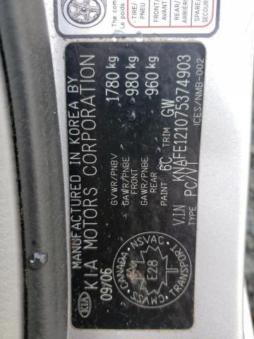 Photo 10 from auction – 2007 KIA SPECTRA EX with VIN KNAFE121075374903