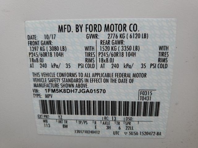 Photo 10 from auction – 2018 FORD EXPLORER X with VIN 1FM5K8DH7JGA01570