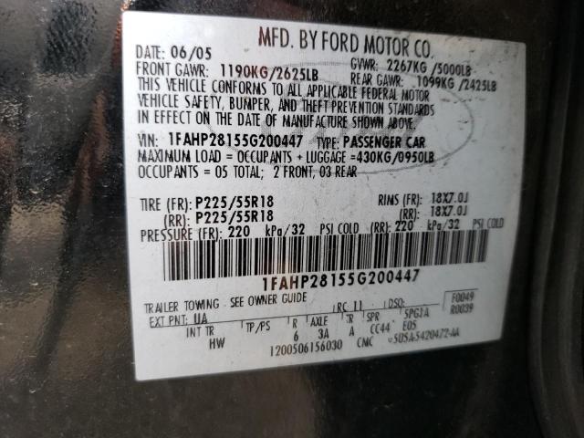 Photo 10 from auction – 2005 FORD FIVE HUNDR with VIN 1FAHP28155G200447