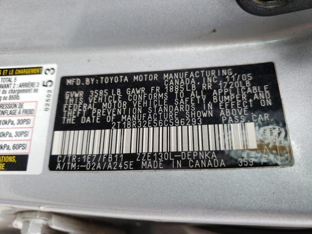 Photo 10 from auction – 2006 TOYOTA COROLLA CE with VIN 2T1BR32E56C596293