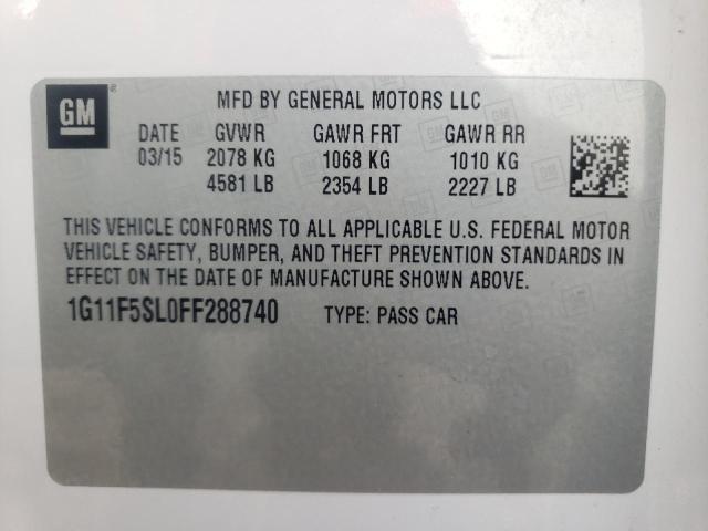 Photo 10 from auction – 2015 CHEVROLET MALIBU LTZ with VIN 1G11F5SL0FF288740