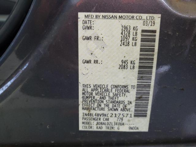 Photo 10 from auction – 2019 NISSAN ALTIMA S with VIN 1N4BL4BV9KC217571