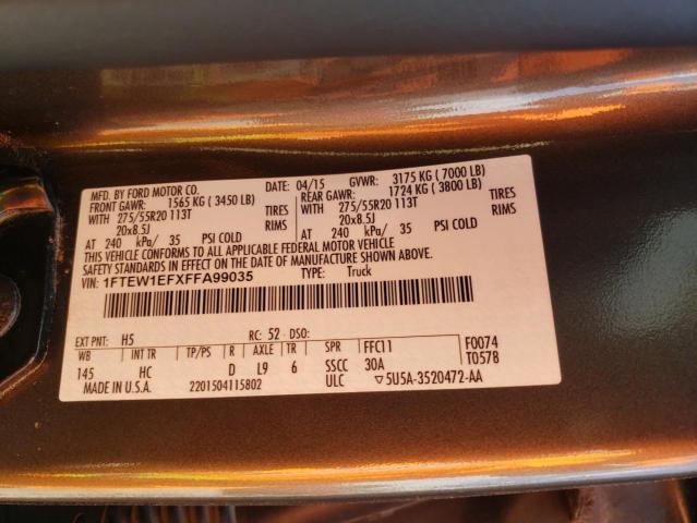 Photo 10 from auction – 2015 FORD F150 SUPER with VIN 1FTEW1EFXFFA99035