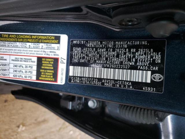 Photo 10 from auction – 2016 TOYOTA CAMRY LE with VIN 4T1BF1FK2GU222527
