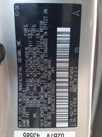 Photo 10 from auction – 2007 TOYOTA SIENNA CE with VIN 5TDZK23C37S005672