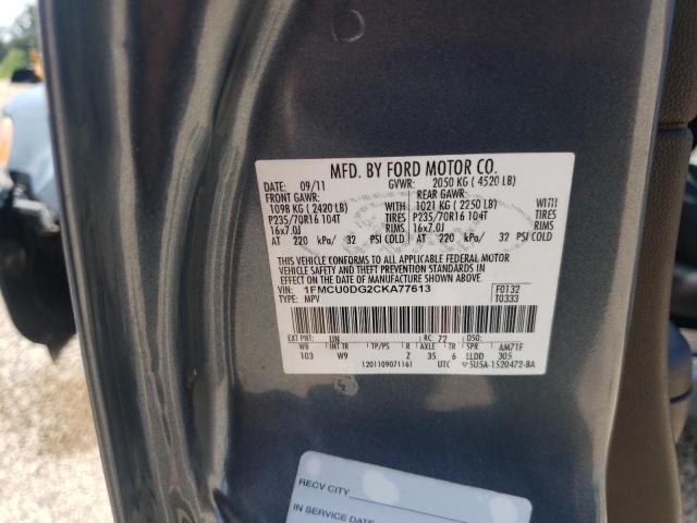 Photo 10 from auction – 2012 FORD ESCAPE XLT with VIN 1FMCU0DG2CKA77613
