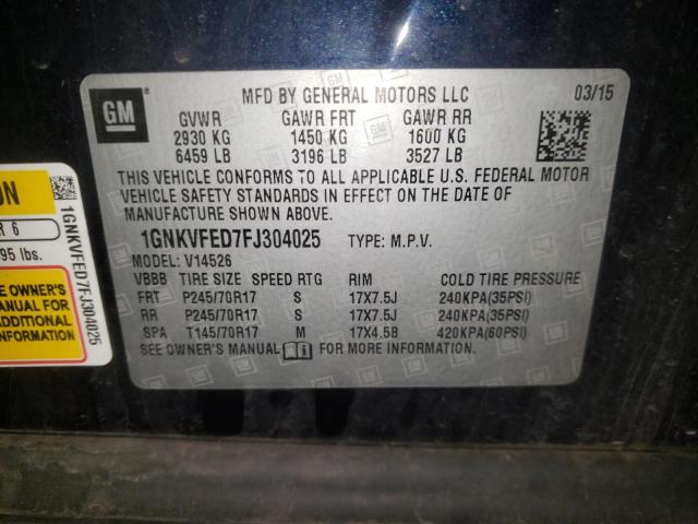 Photo 10 from auction – 2015 CHEVROLET TRAVERSE L with VIN 1GNKVFED7FJ304025