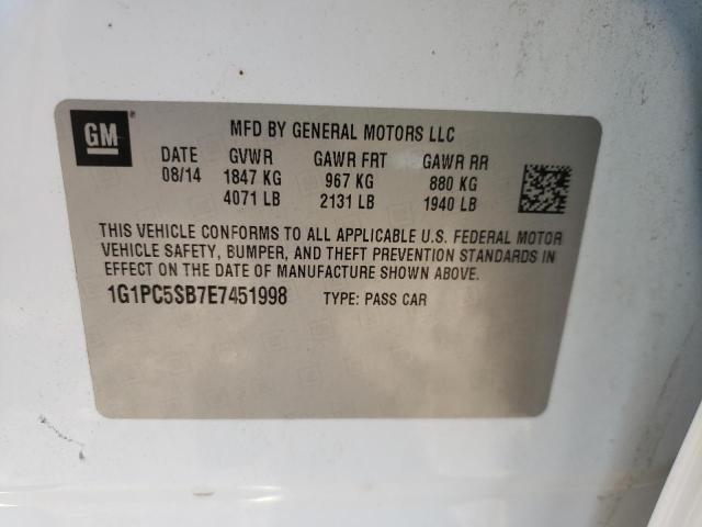 Photo 10 from auction – 2014 CHEVROLET CRUZE LT with VIN 1G1PC5SB7E7451998