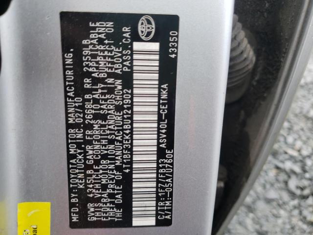 Photo 10 from auction – 2011 TOYOTA CAMRY BASE with VIN 4T1BF3EK4BU121902