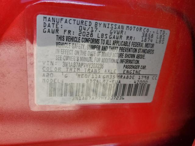 Photo 10 from auction – 2017 NISSAN SENTRA S with VIN 3N1AB7AP7HY307236