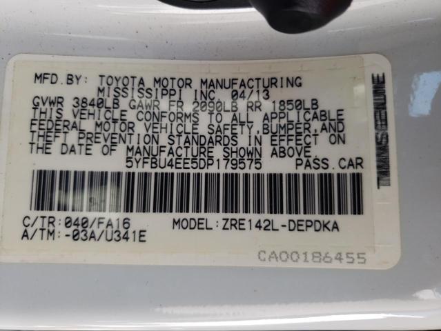 Photo 10 from auction – 2013 TOYOTA COROLLA BA with VIN 5YFBU4EE5DP179575