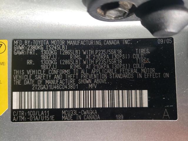 Foto 10 de la subasta – 2006 LEXUS RX 330 con VIN 2T2GA31U46C043801