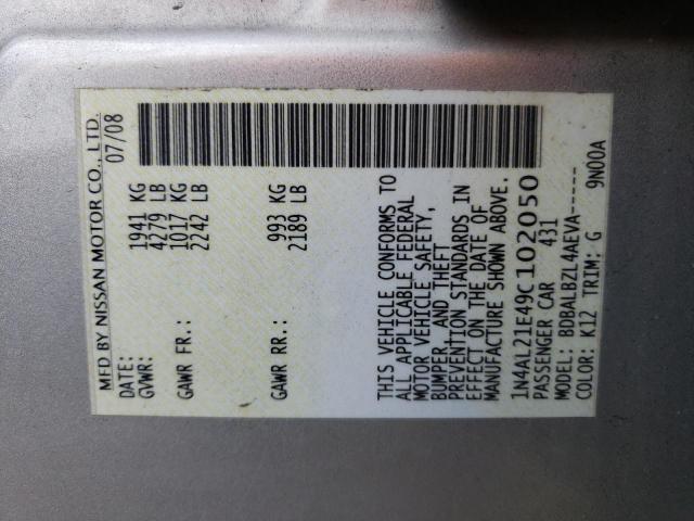 Photo 10 from auction – 2009 NISSAN ALTIMA 2.5 with VIN 1N4AL21E49C102050