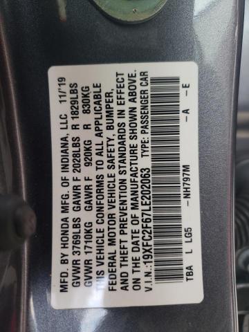 Photo 10 from auction – 2020 HONDA CIVIC LX with VIN 19XFC2F67LE202063