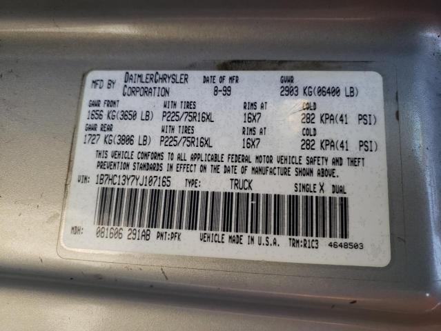 Photo 10 from auction – 2000 DODGE RAM 1500 with VIN 1B7HC13Y7YJ107165