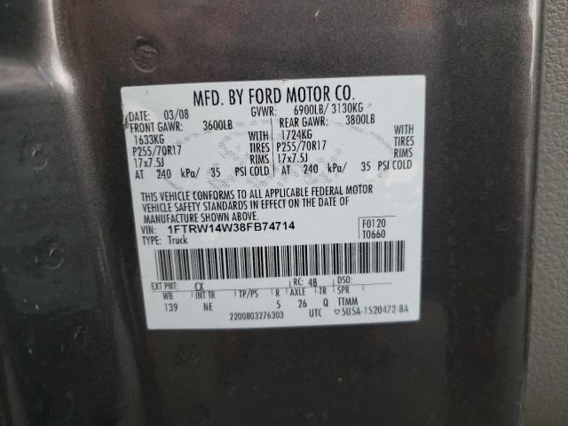 Photo 10 from auction – 2008 FORD F150 SUPER with VIN 1FTRW14W38FB74714