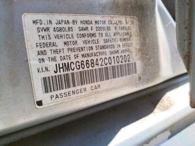 Photo 10 from auction – 2002 HONDA ACCORD EX with VIN JHMCG66842C010202