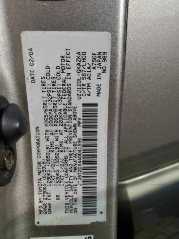 Photo 10 from auction – 2004 LEXUS GX 470 with VIN JTJBT20X440041596