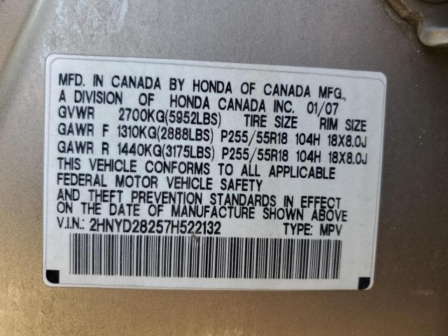 Photo 10 from auction – 2007 ACURA MDX with VIN 2HNYD28257H522132