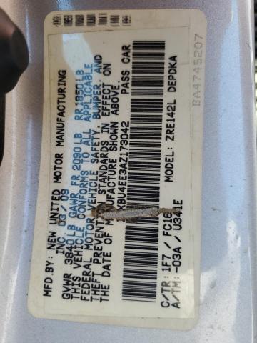 Photo 10 from auction – 2010 TOYOTA COROLLA BA with VIN 1NXBU4EE3AZ173042