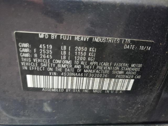 Photo 10 from auction – 2015 SUBARU LEGACY 2.5 with VIN 4S3BNAA61F3030036