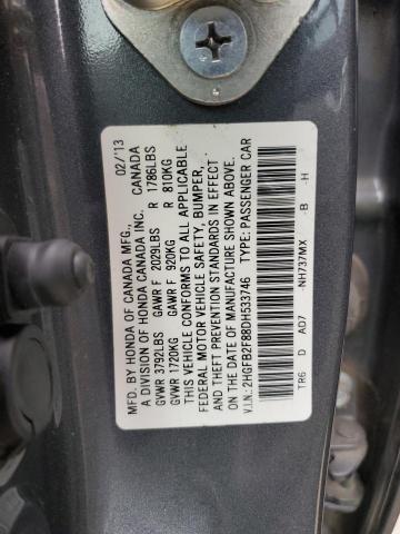 Photo 10 from auction – 2013 HONDA CIVIC EX with VIN 2HGFB2F88DH533746