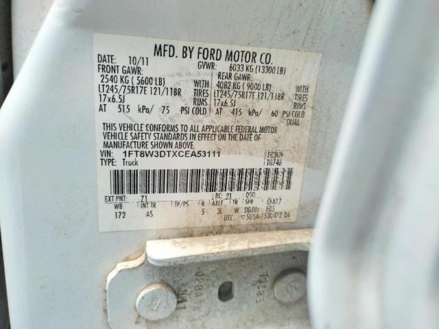 Photo 10 from auction – 2012 FORD F350 SUPER with VIN 1FT8W3DTXCEA53111