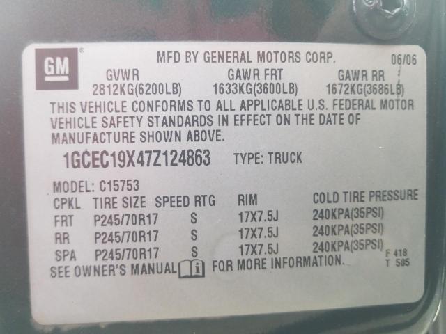 Photo 10 from auction – 2007 CHEVROLET SILVERADO with VIN 1GCEC19X47Z124863
