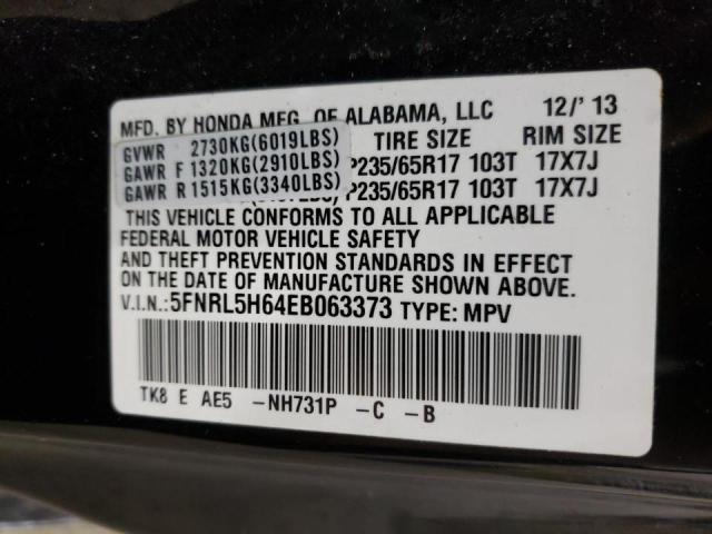 Photo 10 from auction – 2014 HONDA ODYSSEY EX with VIN 5FNRL5H64EB063373