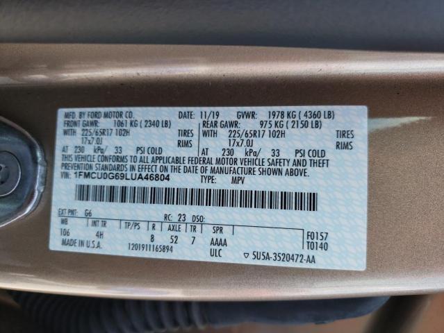 Photo 10 from auction – 2020 FORD ESCAPE SE with VIN 1FMCU0G69LUA46804