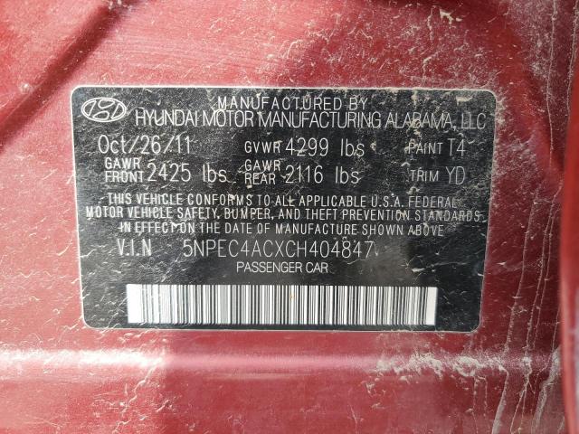 Photo 10 from auction – 2012 HYUNDAI SONATA SE with VIN 5NPEC4ACXCH404847