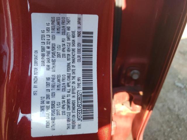 Photo 10 from auction – 2012 MAZDA CX-9 with VIN JM3TB3DV6C0360271